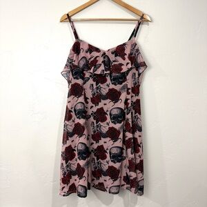 Hell Bunny Womens Floral Rose Skull Spider Dress Gothic Punk Whimsigoth Metal XL